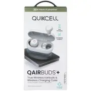 Quikcell QAirBuds+ True Wireless Earbuds with Wireless Charging Case - White