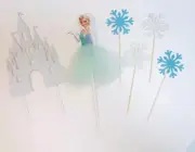 6pcs Frozen Elsa cake topper Disney Princess snowflake castle cupcake toppers
