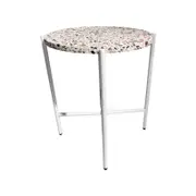 Tristan Terrazzo Side Table White Frame - White