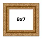 8x7 Frame Gold Ornate Solid Wood Picture Frame | 2 Inch Moulding Width | Firman