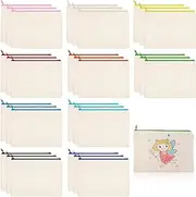30 Pieces Canvas Zipper Pouch Bags Canvas Pencil Pouch Canvas Makeup Bags Blank Canvas Pencil Case Canvas Cosmetic Bag for Travel DIY Craft School (11 * 18CM)