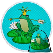 Frog Queen Round Beach Towel