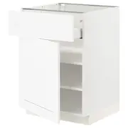 METOD / MAXIMERA base cabinet with drawer/door, white Enköping/white wood effect, 60x60x80 cm