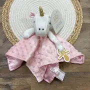 Little Celebrity Pink Unicorn Plush Lovey Pacifier Holder Security Blanket NEW