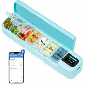 Portable Automatic Pill Dispenser,Smart 7 Day Pill Organizer with Alarm And APP,Weekly Travel Pill Case,For Medicines,Supplements and Vitamins Blue