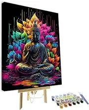 TISHIRON DIY Paint by Numbers for Adults Beginner Framed Buddha Adults Paint by Number Kits Religion Acrylic Painting Lotus Yoga Zen Oil Painting Art Crafts for Home 16"x20"