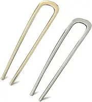 2Colors Plus-Size Vintage Metal U-shaped Hairpin for Longer and Thicker Hair, Metal Hair Fork, Updo Hair Sticks, Metal Hair Sticks, Hair Chignon Pins (2Colors)