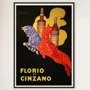 Galrie Florio Cinzano Vintage Italian Aperitif Advertising Poster - Art for Your Home, Black Frame, 50 x 70cm (20 x 28inch)