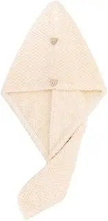 Quick Dry Hair Towel Drying Turban Bath Towel Head Wrap Fast Hat Spa Cap Soft, Secure Button & Elastic Loop, 9.8x24.8 in