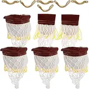 MUELODSIC 6 Sets Mini Pool Table Replacement Pockets with Stylish Iron Corner Edges Billiard Ball Bag Nets for Enhanced Gameplay Convenient Drop Storage for Billiard Supplies
