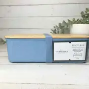 Threshold Bento Box w/Bamboo Lid Lunch Box Food Storage Borage Blue New!