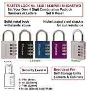 MASTERLOCK Combination Lock, Set Your Own Combination Padlock, Steel lock