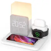 3 In 1 Wireless Charger -Alarm Clock For IPhone AirPods Watch Charging Station