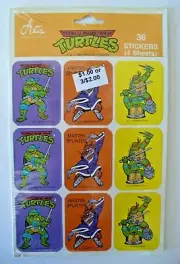 Vintage 1990 TMNT Teenage Mutant Ninja Turtles Stickers 36 stickers (4 sheets)