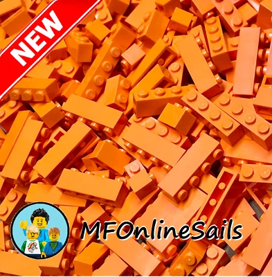 **NEW** 100x Genuine LEGO Orange Bricks - Bulk Lot 1x1 1x2 1x4 mix