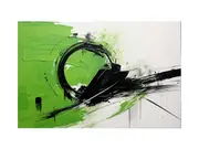 Green Black Abstract Painting Canvas Print