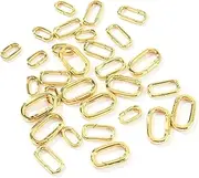 [Fryokrbo] 18K Gold Filled Oval Clasp Necklace Connector Spring Clasps Keychain Carabiner Lock Clasps Included for Jewelry Finding Necklace Bracelet Making (14 * 8 * 2MM, Gold)