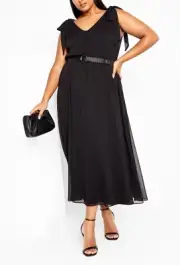 CITY CHIC Mirabelle Maxi Dress in Black Plus Size Small/16 NWT [RRP $149.95]