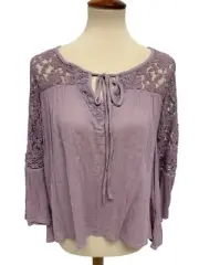 Mudd women's Nirvana Lace sleeve peasant blouse long sleeve size M