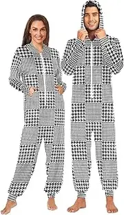 [Joisal] Colorful Rabbits Silhouettes One Piece Pajama Warm Adult Suit Onesie, Couples Pajamas Small