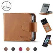 Phone Case For Samsung Galaxy Z Flip 6 Z Flip 5 Z Flip 4 Z Flip 3 Flip Flip With Card Holder Kickstand Solid Colored PC PU Leather