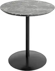 Miyatake Manufacturing ST-019D BK Side Table, Marble Pattern Side Table, Santos (45 cm) Diameter, Round Tabletop, Just The Right Size