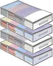 DAWNTREES 4 Pack Under Bed Storage Bags,Large Clear Plastic StorageBoxes,Underbed Storage Bins, Blanket Organization,Wardrobe Storage Organizer.