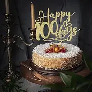 Bejotaa Happy 100 Days Cake Topper, Gold, Baby Shower, 1 Piece, Cake Topper, Party Decorations