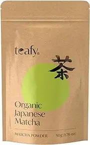 Teafy Organic Ceremonial Grade Matcha Green Tea Powder, 50g Authentic Japanese Origin From Shizuoka Japan, JAS and USDA Certified Organic, for cooking, baking, smoothies, lattes, 1.76oz/50g