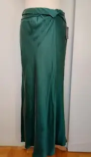 TOPSHOP BOUTIQUE SILK GREEN BIAS CUT LONG SKIRT SIZE UK 10 US 6 EUR 36
