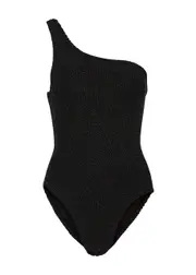 Hunza G Nancy Metallic Seersucker Swimsuit - Black - One Size One Size