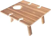 CLISPEED Portable Outdoor Wine Table Wooden Folding Picnic Table for Beach Park Events Compact Design for Lightweight Durable for Wine Lovers