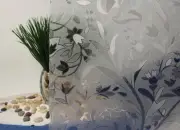 Flowers Cut Glass Static Cling Window Film, 36" Wide x 9 ft