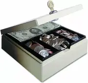 Drawer Safe Personal Security Box Steel Body 4 Compartment Money Coins Documents