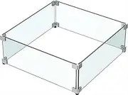 MESIDA 50 x 50 x 15 cm Fire Pit Glass Wind Guard, Tempered Glass Firepit Table Shield, Thick and Sturdy, with Hard Aluminum Corner Bracket