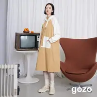 在飛比找momo購物網優惠-【gozo】gozo三次方異材質拼接連帽洋裝(兩色)