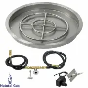 American Fireglass 25" Stainless Steel Round Fire Pit Kit Spark Ign. Natural Gas