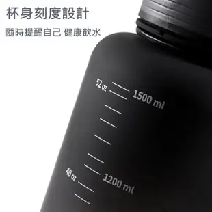 【QHL 酷奇】Tritan材質 彈蓋漸層運動水壺-1500ml-買一送一(內帶茶隔 茶水分離 健康飲水)