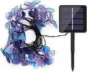 WONFAST Purple Butterfly Lights String Lights Outdoor Waterproof 5M 20 LED Warm White Butterfly Solar Decorative Lights for Garden Grass Landscape Party Birthday Wedding Christmas Lighting Decoration