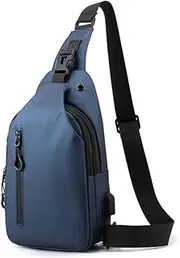 [newhsy] Men's Sling Bag with Headphone Jack and USB Port Design Water Resistant Chest Bag Man Bags for Men Cross Body Bag Lightweight Shoulder Bag for Workout Hiking Cycling Traveling