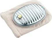 Maruka Hot Water Bottle 0.8 gal (2.5 L) with Bag, Steel, Flat Bottom, Beige