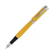 Conklin Herringbone Signature Fountain Pen in Yellow - Fine Point - NEW in Box