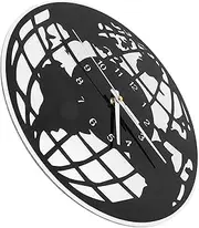 Luxshiny World Map Wall Clock, Battery Operated World Clock Non-Ticking Decorative Round Clocks Desk Clock Living Room Bathroom Decor Without Battery Black