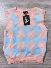Art Class Sweater Kids Small 6-6X Vest Pink Blue Sleeveless Knit Shirt Girls