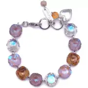 Mariana Butter Pecan Silvertone Bracelet Cushion Cut Twilight Crystal 1153 NWT