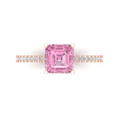 2.7Ct Cushion Cut Pink Gemstone Solid Gold Engagement Promise Statement Ring
