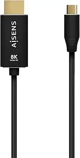 AISENS - A109-0711 - Converter Cable Aluminium USB-C to HDMI 2.1 8K @ 60Hz, USB-C/M-HDMI/M, Black, 1.0 m
