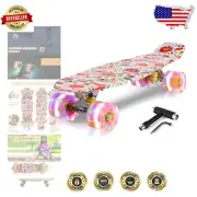 Lightweight 22" Kids Skateboard with LED Wheels - Perfect for Beginners & Gifts
