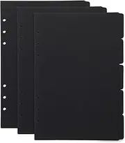 Ipetboom 15Pcs Binder Dividers, Index Dividers Binder Tabs Dividers Index Card Dividers A5 Binder Dividers for 6 Ring Binder, Black