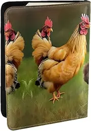 [GaxfjRu] Rooster Print Leather Passport Holder Covers Case, Waterproof Travel Wallet Passport Holder for Women Men, Black, One Size